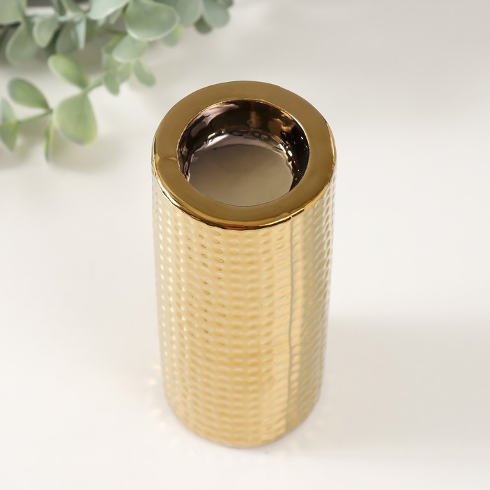 Подсвечник керамика на 1 свечу "Капли воды" d=4 см золото 6,5х6,5х14,5 см