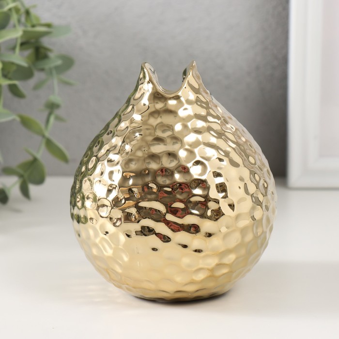 Подсвечник керамика на 1 свечу "Гранат" d=4,5 см золото 10х10х11,5 см