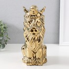 Сувенир керамика "Лев в короне" золото 17х12х26 см - фото 299060330