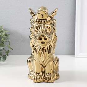 Сувенир керамика "Лев в короне" золото 17х12х26 см