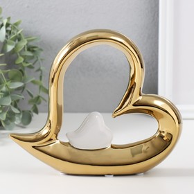 Сувенир керамика "Сердце в сердце" золото с белым 20,5х4х18 см