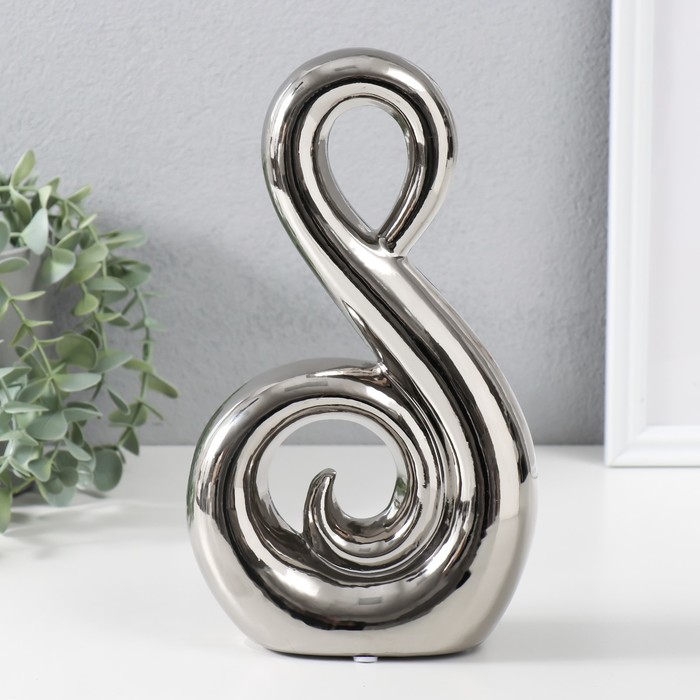 Сувенир керамика "Абстракция. Лебедь" серебро 14,5х5,5х25 см