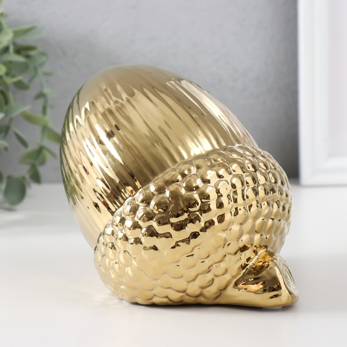 Сувенир керамика "Жёлудь" золото 14х11х11,5 см