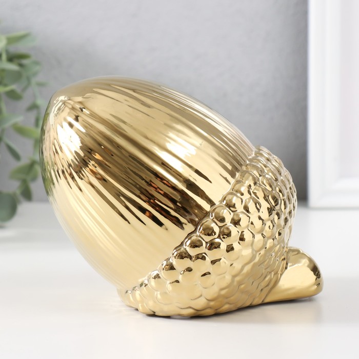 Сувенир керамика "Жёлудь" золото 14х11х11,5 см