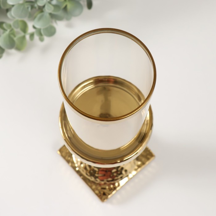 Подсвечник керамика, стекло на 1 свечу "Монти" d=7,5 см золото 9х9х31,5 см