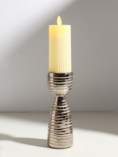 Подсвечник на 1 свечу «Зебра», d=4 см, серебро, 6.5×6.5×18 см