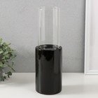 Подсвечник керамика, стекло на 1 свечу "Хром" d=7,5 см чёрный 9,2х9,2х29,5 см - фото 12166396