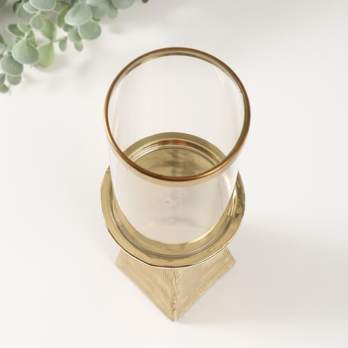 Подсвечник керамика, стекло на 1 свечу "Буэно" d=7,5 см золото 9,5х9,5х29,5 см