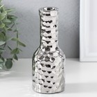 Подсвечник керамика на 1 свечу "Бутыль" d=1,5 см серебро 6х6х15 см - Фото 1