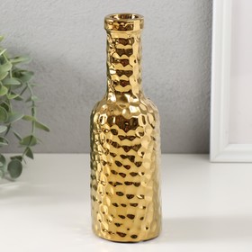 Подсвечник керамика на 1 свечу "Бутыль" d=1,5 см золото 6х6х20 см