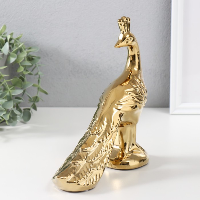 Сувенир керамика "Павлин" золото 20,5х7х21,5 см