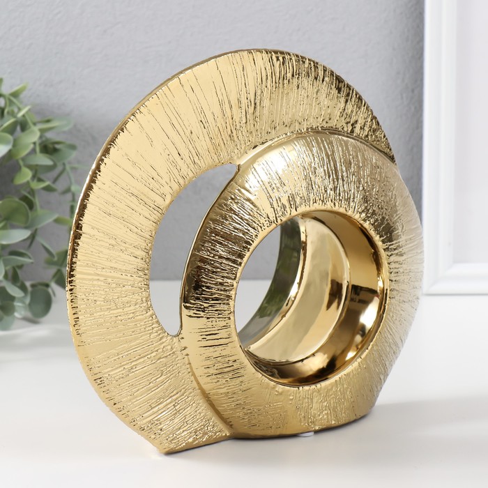 Сувенир керамика "Абстракция. Два кольца" золото 23,5х7х21 см