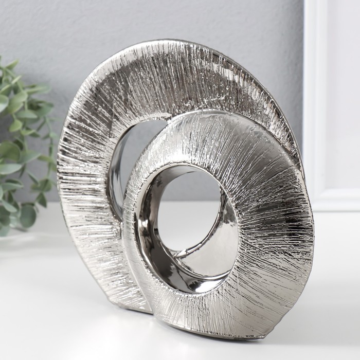 Сувенир керамика "Абстракция. Два кольца" серебро 23,5х7х21 см