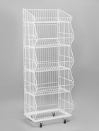 Накопитель разборный на колесах, 5 корзин, 50×43×147, белый - Фото 2