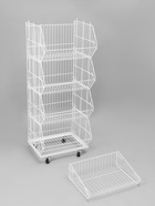 Накопитель разборный на колесах, 5 корзин, 50×43×147, белый - Фото 6