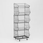 Накопитель разборный на колесах, 5 корзин, 50×43×147, серый - Фото 2