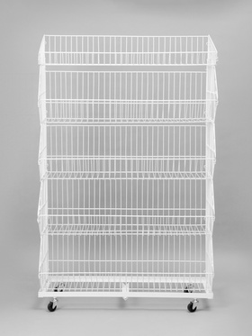 Накопитель разборный на колесах, 5 корзин, 90×43×147 см, белый