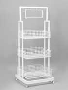 Стойка-накопитель разборный на колесах, 3 корзины, 1 топпер, 54.5×56×138 см, белая - Фото 2