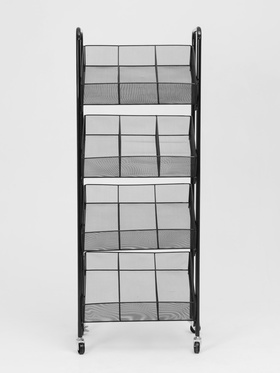 Стеллаж-накопитель разборный 4 этажа, 12 корзин, на колесах, 55×29×156 см, чёрный 10199238