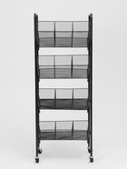 Стеллаж-накопитель разборный 4 этажа, 12 корзин, на колёсах, 44×29×122 см, чёрный - Фото 4