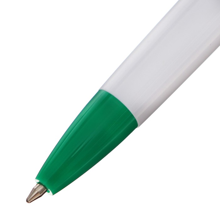 Ручка шариковая автоматическая Calligrata, 1,0мм, клип 1 х 5см, под ЛОГО, корпус белый с зеленым, стержень синий