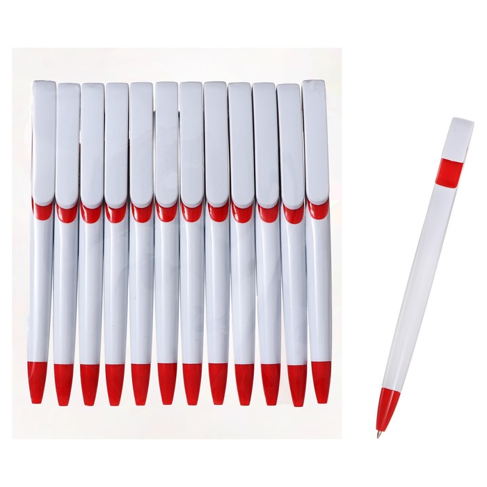 Ручка шариковая автоматическая Calligrata, 1,0мм, клип 1 х 5см, под ЛОГО, корпус белый с красным, стержень синий