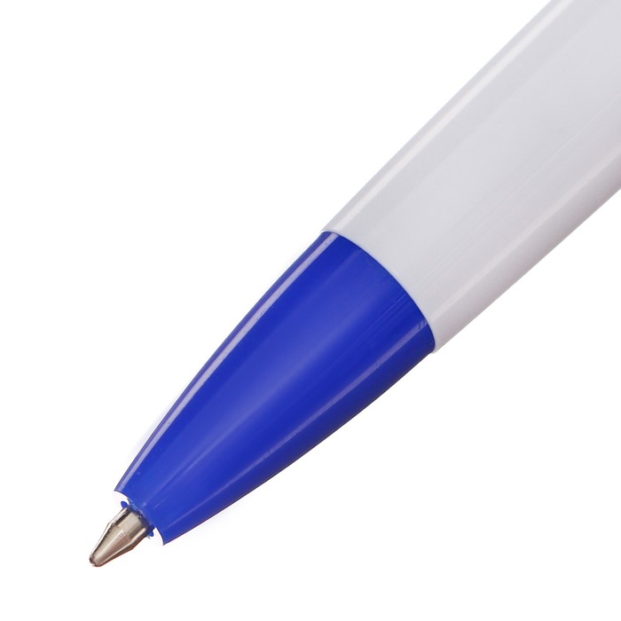 Ручка шариковая автоматическая Calligrata, 1,0мм, клип 1 х 5см, под ЛОГО, корпус белый с синим, стержень синий
