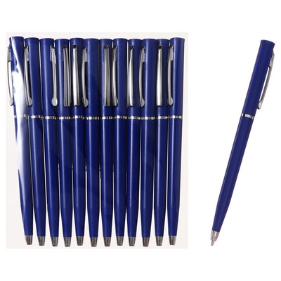 Ручка шариковая поворотная Calligrata, 1,0мм, под ЛОГО, корпус синий матовый с серебряной вставкой, стержень синий