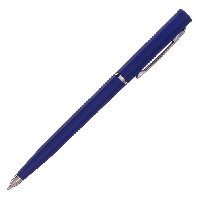 Ручка шариковая поворотная Calligrata, 1,0мм, под ЛОГО, корпус синий матовый с серебряной вставкой, стержень синий