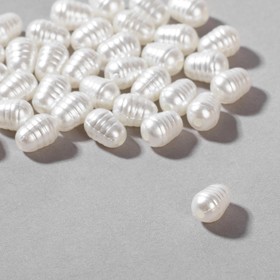 Бусины пластиковые "Жемчуг", набор 100шт,  0.5*0.7*0.5 см, цвет белый