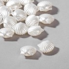 Бусины пластиковые «Жемчуг» ракушки, набор 50 шт., 1,3×1,1×0,5 см, цвет белый - фото 12186198