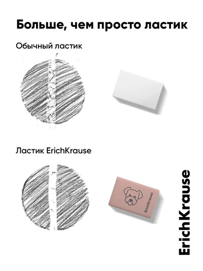 Ластик ErichKrause Cutie, 32×21×11 мм, мягкий, микс