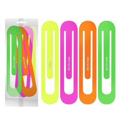 Набор из 4 пластиковых закладок ErichKrause "Matt Neon", овальные, в пакете, МИКС