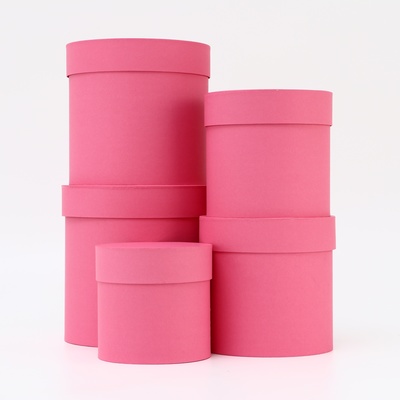 Набор шляпных коробок 5 в 1, розовый, 20×20 - 13×13 см