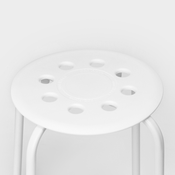 Табурет с пластмассовым сиденьем, цвет белый - фото 1908106207