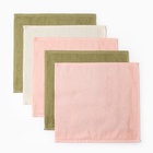 Салфетки махровые «Этель» Botanic, 5 шт., 30×30 см, хлопок 100%, зелёные/розовые - Фото 5