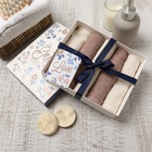 Салфетки махровые «Этель. Голубые цветы», 5 шт., 30×30 см, хлопок 100%, бежевые/коричневые - Фото 3