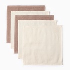 Салфетки махровые «Этель. Голубые цветы», 5 шт., 30×30 см, хлопок 100%, бежевые/коричневые - Фото 5