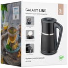 Чайник электрический Galaxy LINE GL 0338, нерж.сталь/пластик, 1.7 л, 2200 Вт, чёрный - фото 9500621