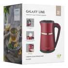 Чайник электрический Galaxy LINE GL 0339, нерж.сталь/пластик, 1.7 л, 2200 Вт, красный - фото 9500628