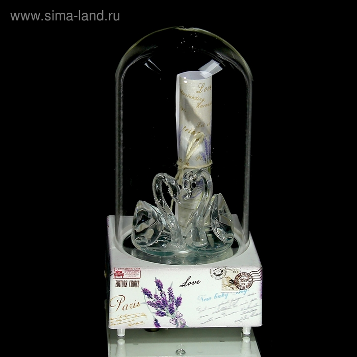 Сувенир стекло музыкальный световой колба "Лебедушки со свитком" 15х7,8х7,8 см - Фото 1