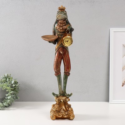 Фигурка-подсвечник на 1 свечу, часы настольные «Лягуха в короне», полистоун, 17×14.5×57.5 см