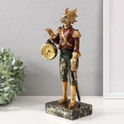 Фигурка - часы настольные полистоун «Золотистый дракон в камзоле, со шпагой», 12×9×32 см 9680098