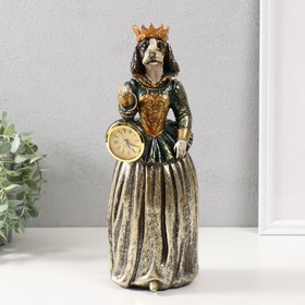 Сувенир полистоун с часами "Спаниэль в короне платье" 12х11х32 см