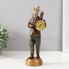 Фигурка - часы настольные полистоун «Золотистый дракон», 9.5×8.5×28 см