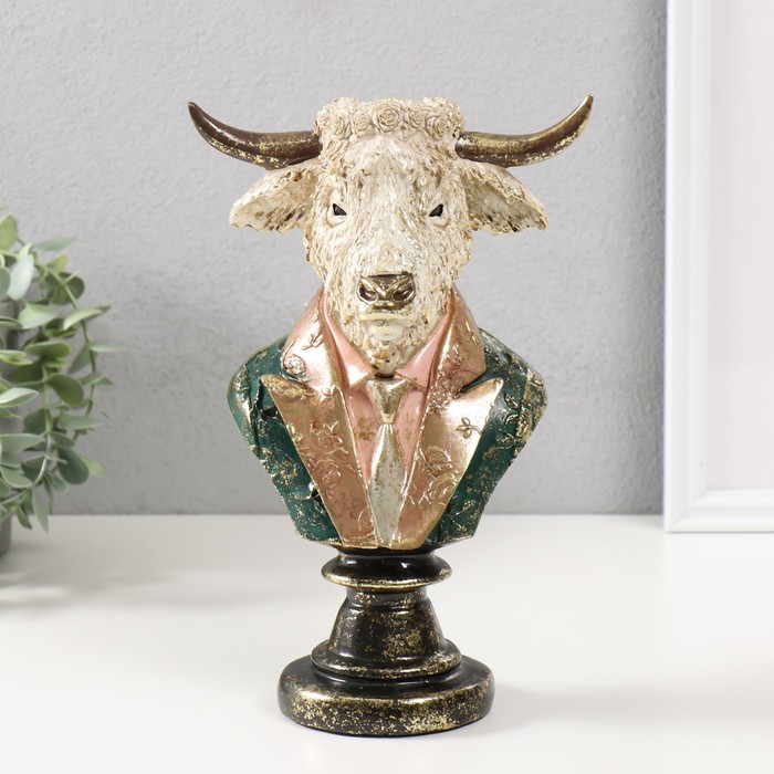 Фигурка полистоун бюст «Белый бизон в пиджаке с галстуком», 16×11.5×25 см - Фото 1