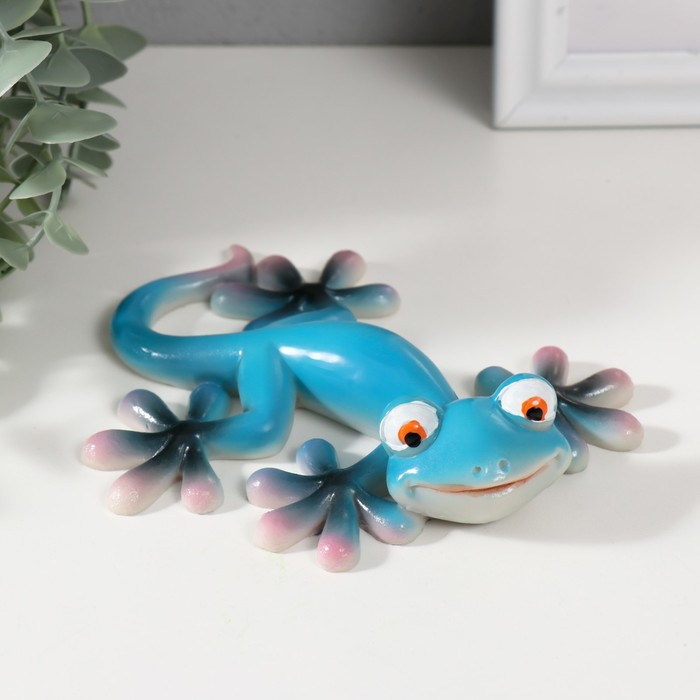 Сувенир полистоун "Маленький геккон" синий 13х11х3 см - Фото 1