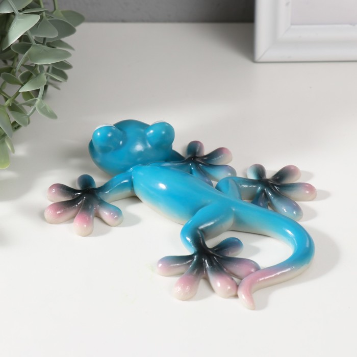Сувенир полистоун "Маленький геккон" синий 13х11х3 см