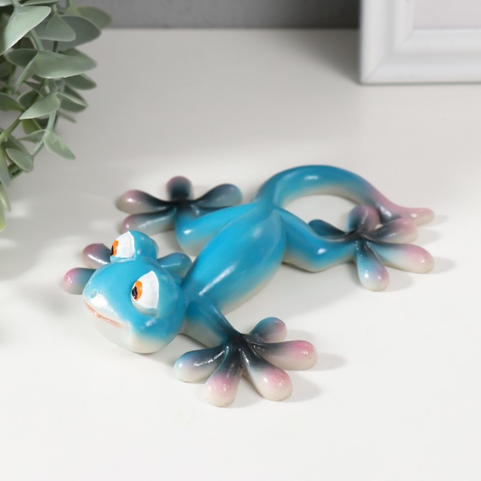 Сувенир полистоун "Маленький геккон" синий 13х11х3 см