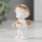 Фигурка полистоун «Ангелочек в венке с сердечком», белый с золотом, 5.2×2.5×2.7 см - Фото 4